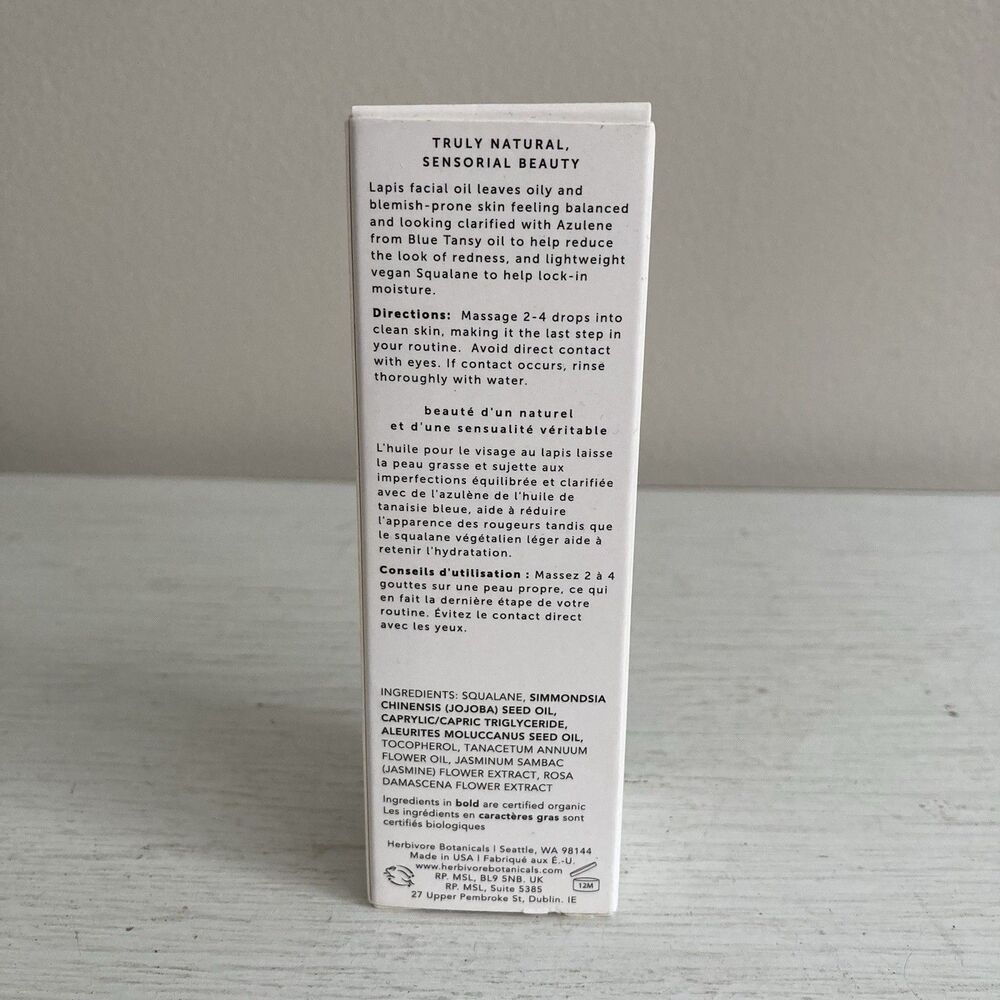 Herbivore Lapis Blue Tansy + Squalane Balancing Facial Oil 1.7 fl oz (50mL) NEW - Picture 7 of 8